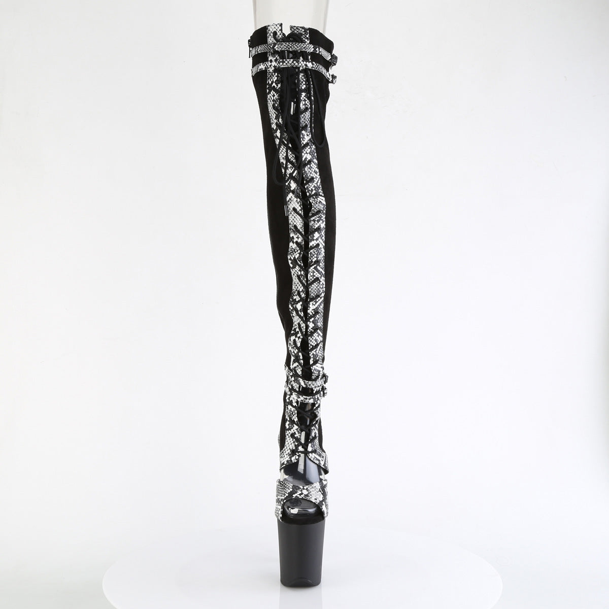 【PLEASER】FLAMINGO-3027SP シューズ Blk Faux Suede-Snake Print Faux Le./Blk Matte【取寄】