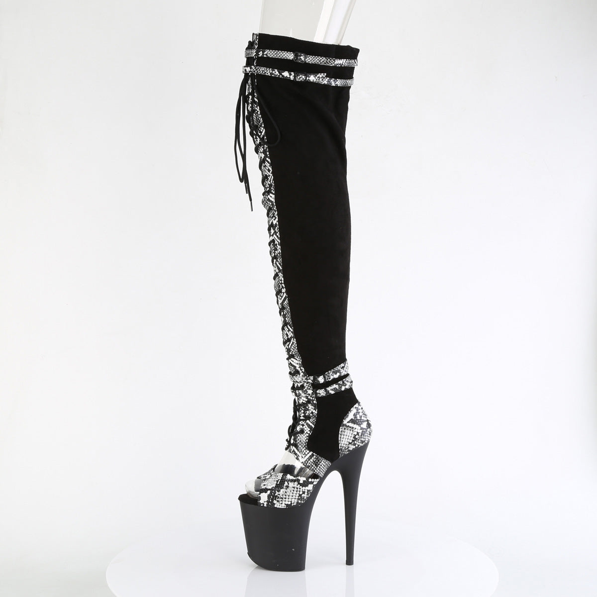 【PLEASER】FLAMINGO-3027SP シューズ Blk Faux Suede-Snake Print Faux Le./Blk Matte【取寄】
