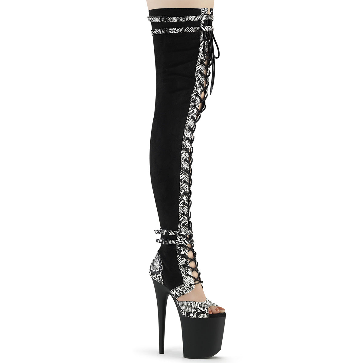 【PLEASER】FLAMINGO-3027SP シューズ Blk Faux Suede-Snake Print Faux Le./Blk Matte【取寄】