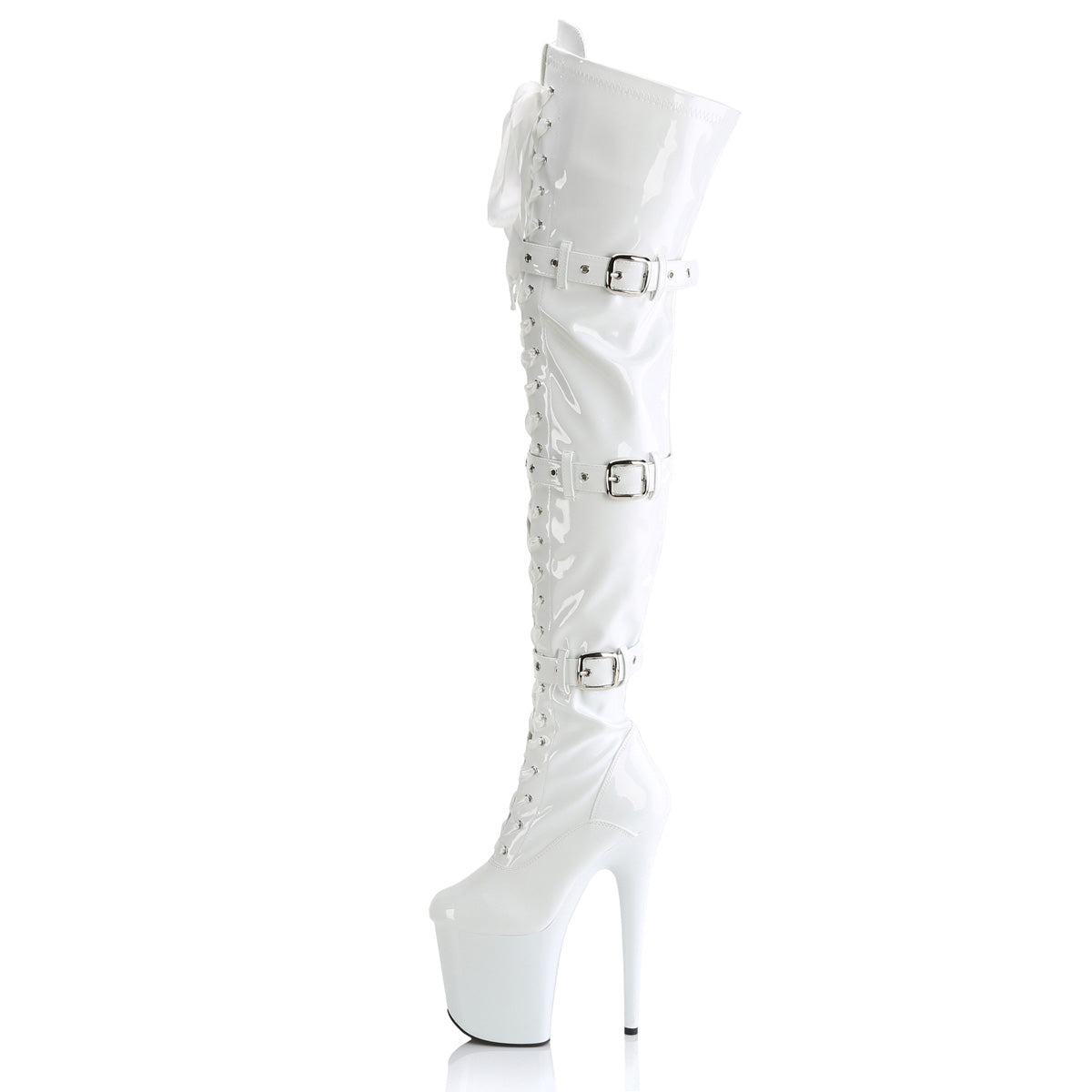 【PLEASER】FLAMINGO-3028 シューズ Wht Str. Pat/Wht【取寄】