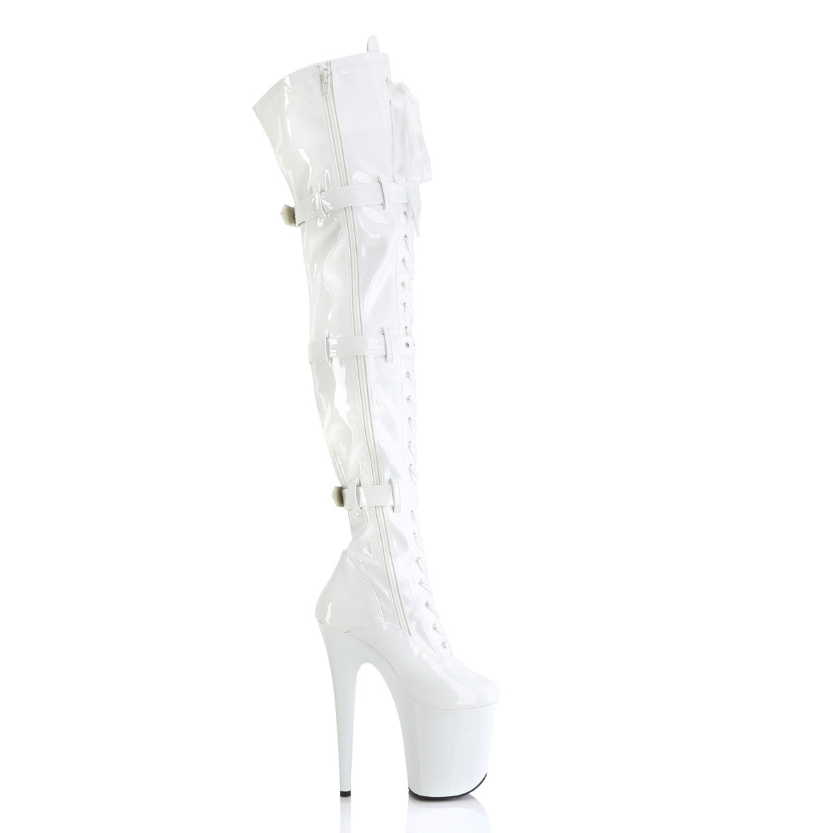 【PLEASER】FLAMINGO-3028 シューズ Wht Str. Pat/Wht【取寄】