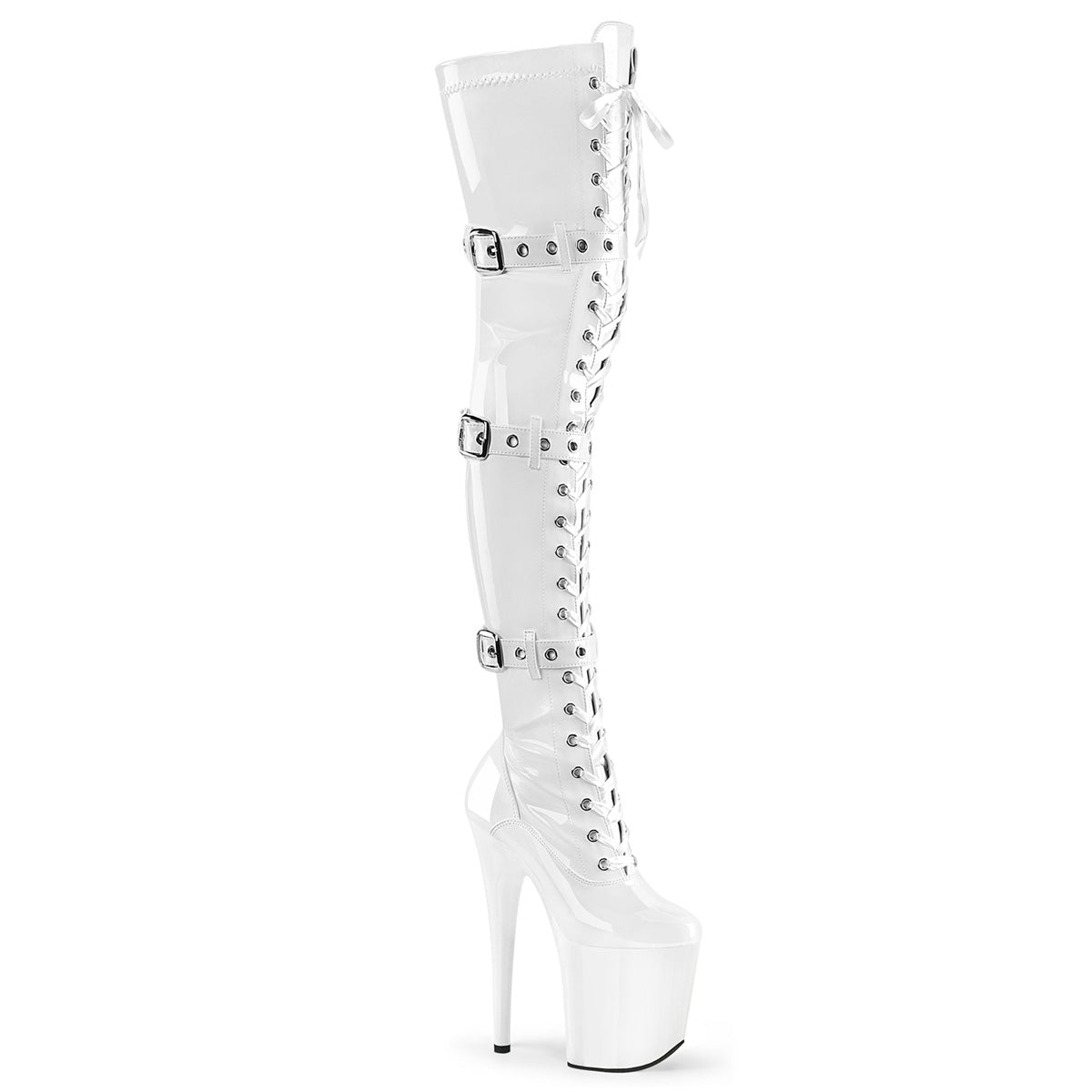 【PLEASER】FLAMINGO-3028 シューズ Wht Str. Pat/Wht【取寄】