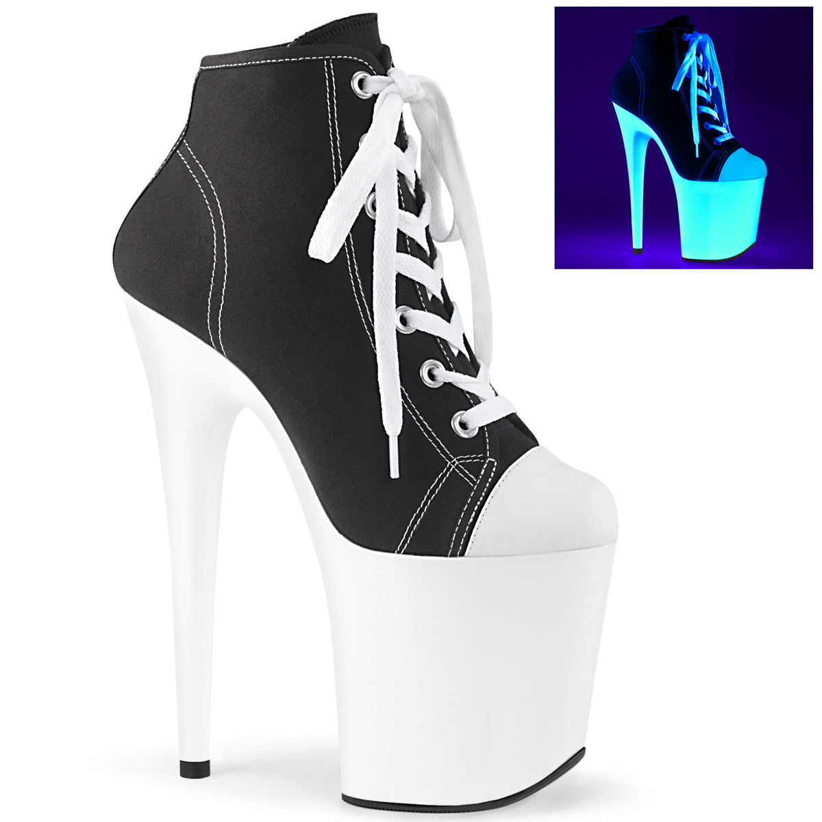 【PLEASER】FLAMINGO-800SK-02 シューズ Blk Canvas/Neon White【取寄】