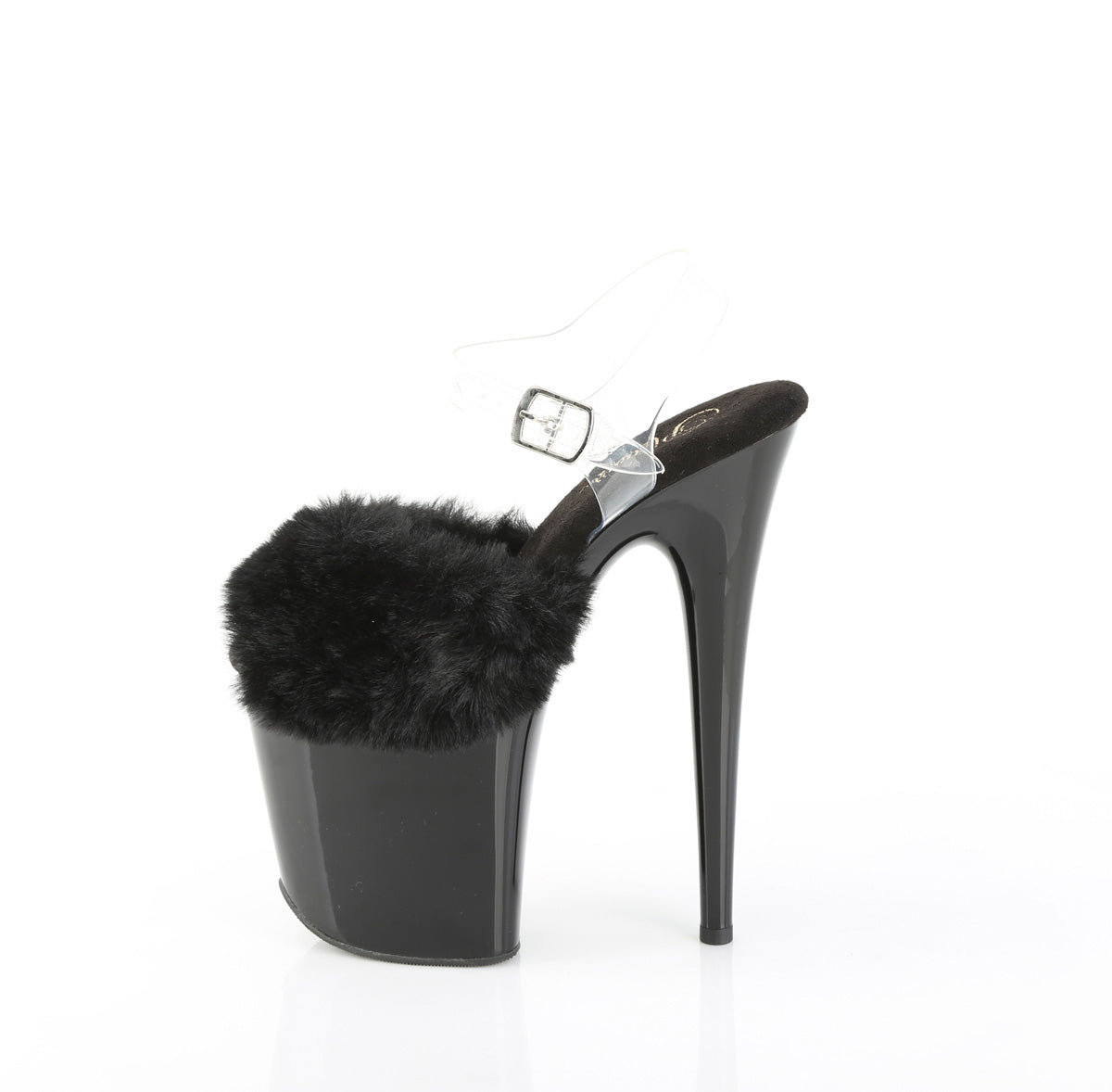 【PLEASER】FLAMINGO-808FUR シューズ Blk Faux Fur-Clr TPU/Blk【取寄】