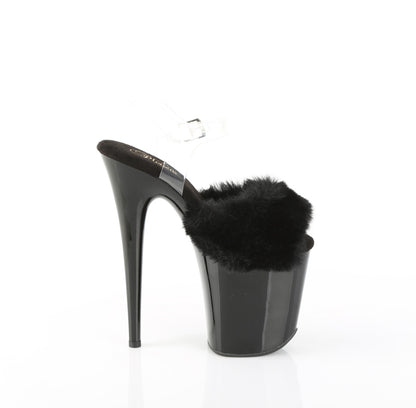 【PLEASER】FLAMINGO-808FUR シューズ Blk Faux Fur-Clr TPU/Blk【取寄】