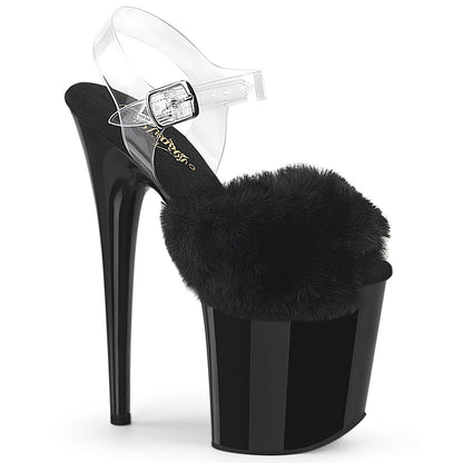 【PLEASER】FLAMINGO-808FUR シューズ Blk Faux Fur-Clr TPU/Blk【取寄】