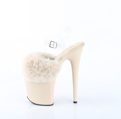 【PLEASER】FLAMINGO-808FUR シューズ Cream Faux Fur-Clr TPU/Cream【取寄】