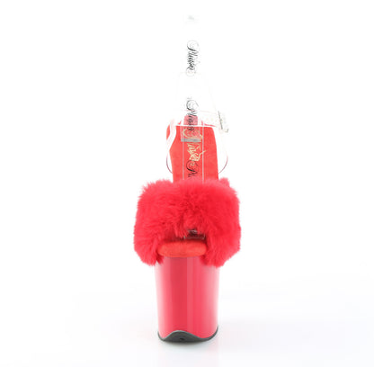 【PLEASER】FLAMINGO-808FUR シューズ Red Faux Fur-Clr TPU/Red【取寄】