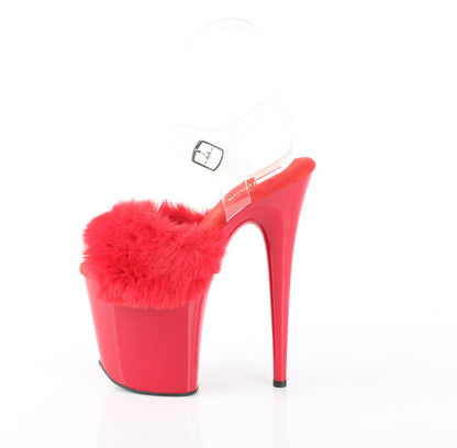 【PLEASER】FLAMINGO-808FUR シューズ Red Faux Fur-Clr TPU/Red【取寄】