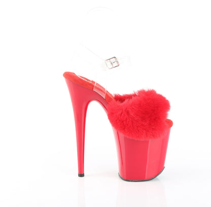 【PLEASER】FLAMINGO-808FUR シューズ Red Faux Fur-Clr TPU/Red【取寄】