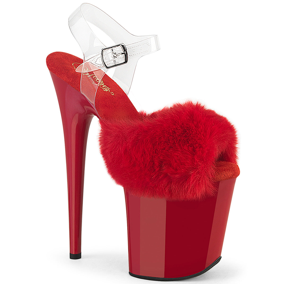 【PLEASER】FLAMINGO-808FUR シューズ Red Faux Fur-Clr TPU/Red【取寄】
