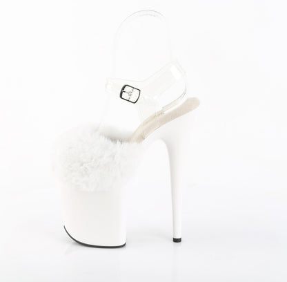 【PLEASER】FLAMINGO-808FUR シューズ Wht Faux Fur-Clr TPU/Wht【取寄】