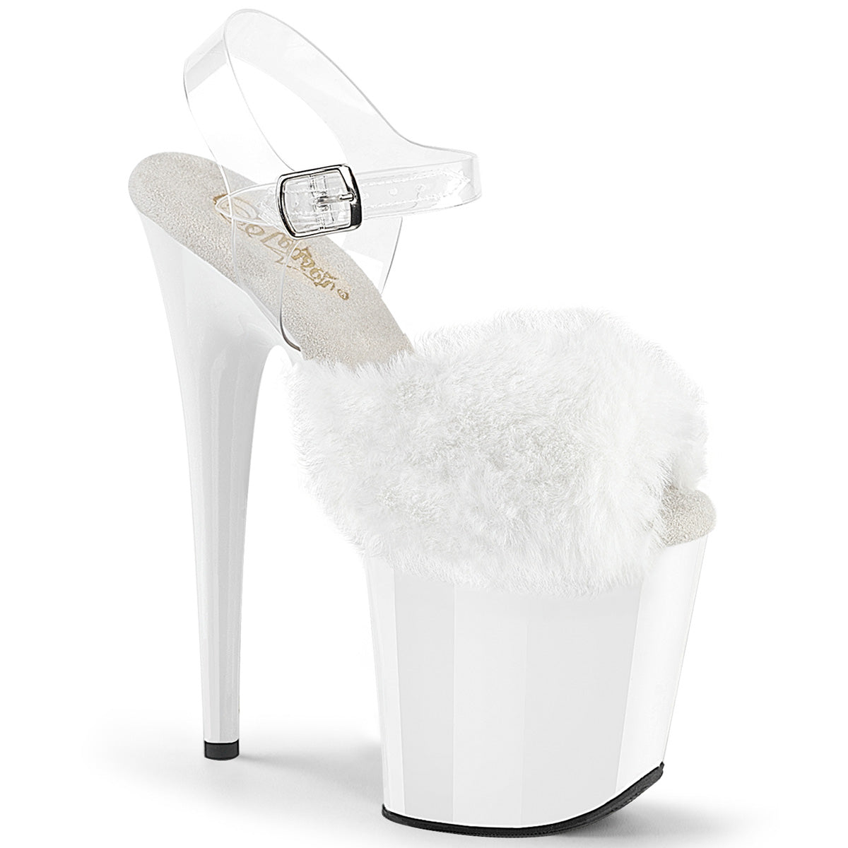 【PLEASER】FLAMINGO-808FUR シューズ Wht Faux Fur-Clr TPU/Wht【取寄】