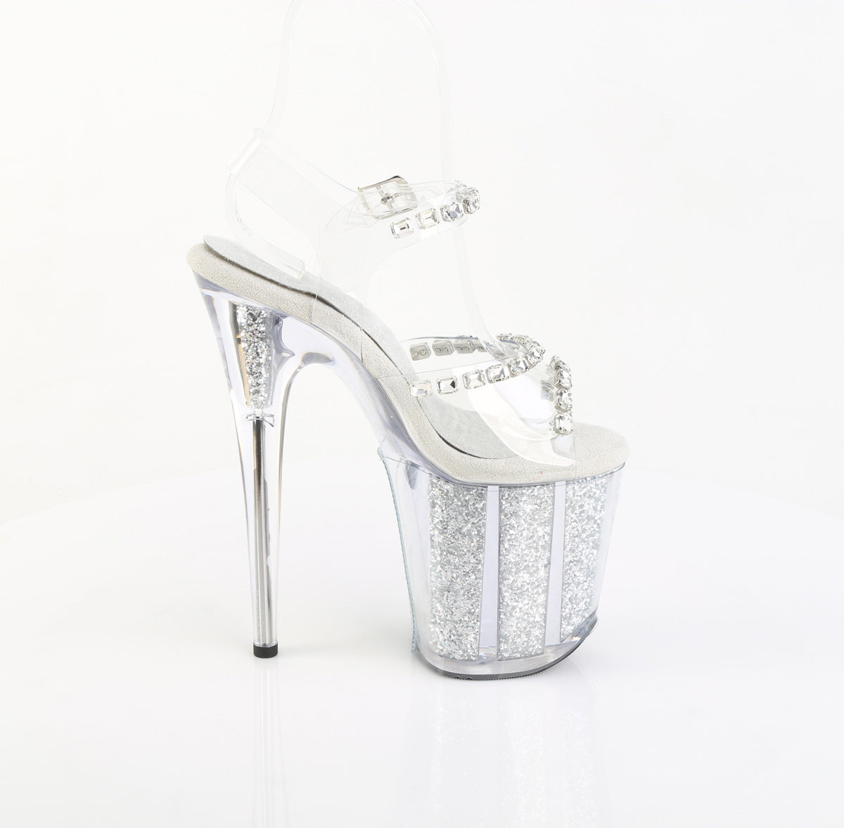 【PLEASER】FLAMINGO-808PREM-STN シューズ Clr TPU/Slv Glitter Ins【取寄】