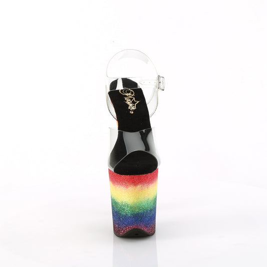 【PLEASER】FLAMINGO-808RG-04 プラットフォームシューズ Clr/Rainbow Glitter【取寄】