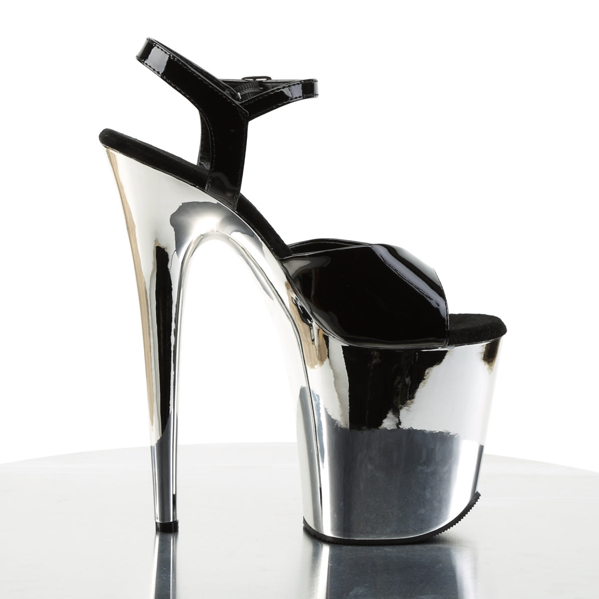 【PLEASER】FLAMINGO-809 シューズ Blk Pat/Slv Chrome【取寄】