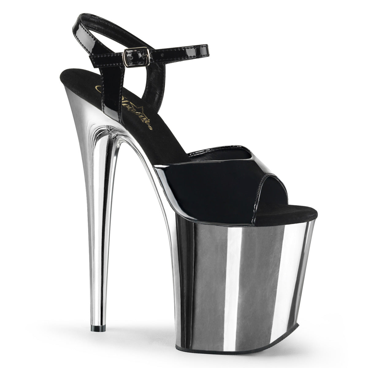 【PLEASER】FLAMINGO-809 シューズ Blk Pat/Slv Chrome【取寄】