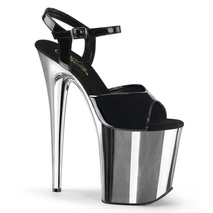 【PLEASER】FLAMINGO-809 シューズ Blk Pat/Slv Chrome【取寄】