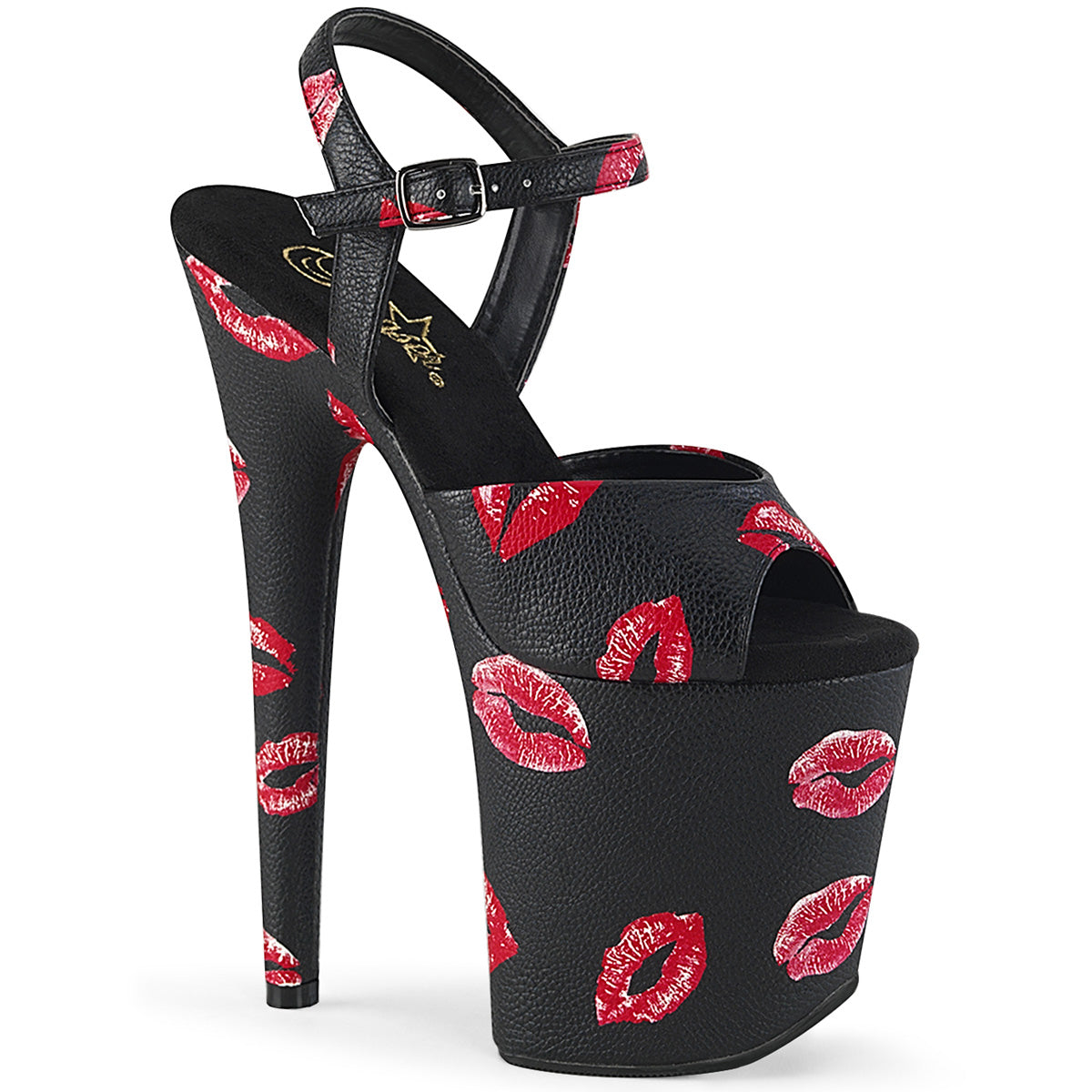 【PLEASER】FLAMINGO-809KISSES シューズ Blk Faux Leather/Blk Faux Leather【取寄】