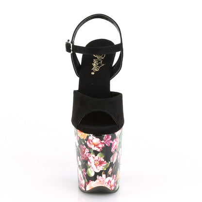 【PLEASER】FLAMINGO-809WR シューズ Blk Faux Suede/Flower Print Wrapped【取寄】