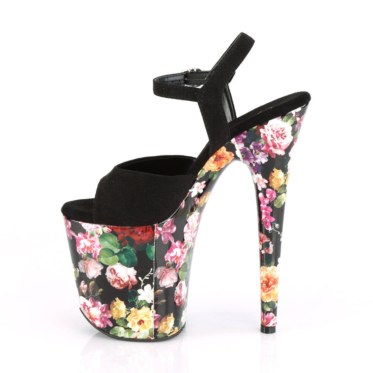 【PLEASER】FLAMINGO-809WR シューズ Blk Faux Suede/Flower Print Wrapped【取寄】