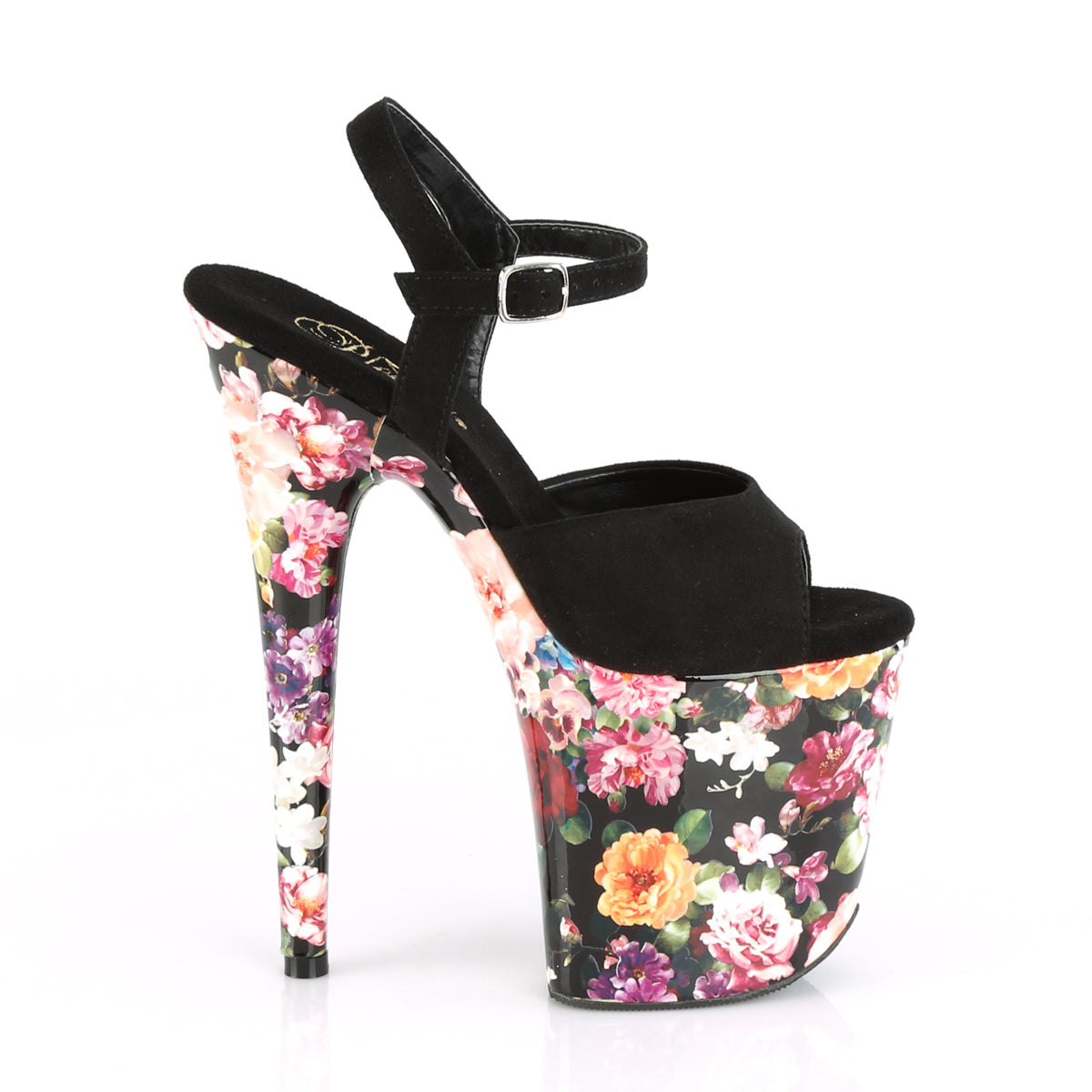 【PLEASER】FLAMINGO-809WR シューズ Blk Faux Suede/Flower Print Wrapped【取寄】