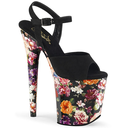 【PLEASER】FLAMINGO-809WR シューズ Blk Faux Suede/Flower Print Wrapped【取寄】