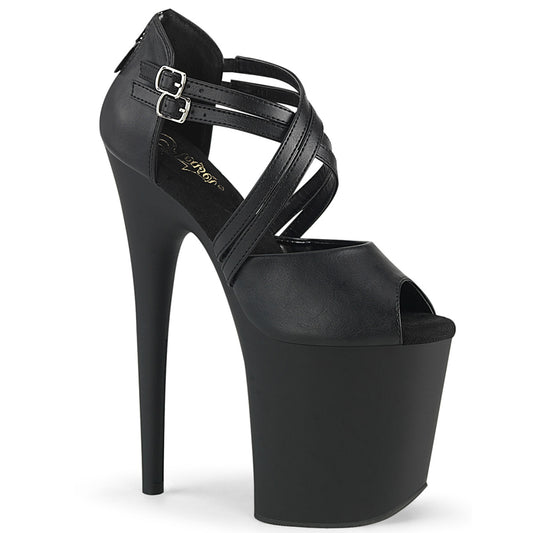 【PLEASER】FLAMINGO-865 プラットフォームシューズ Blk Faux Leather/Blk Matte【取寄】