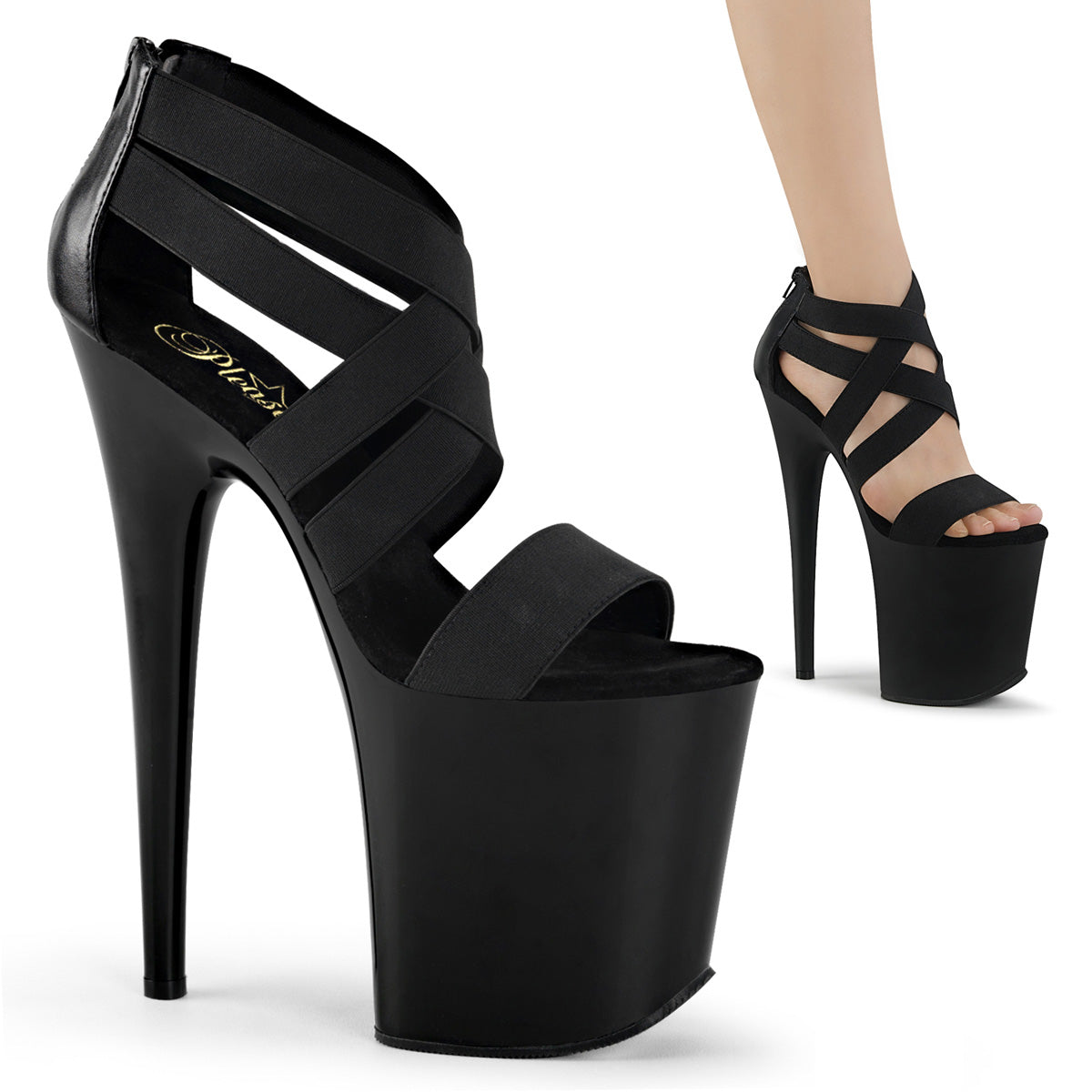 【PLEASER】FLAMINGO-869 シューズ Blk Elastic Band-Faux Leather/Blk Matte【取寄】