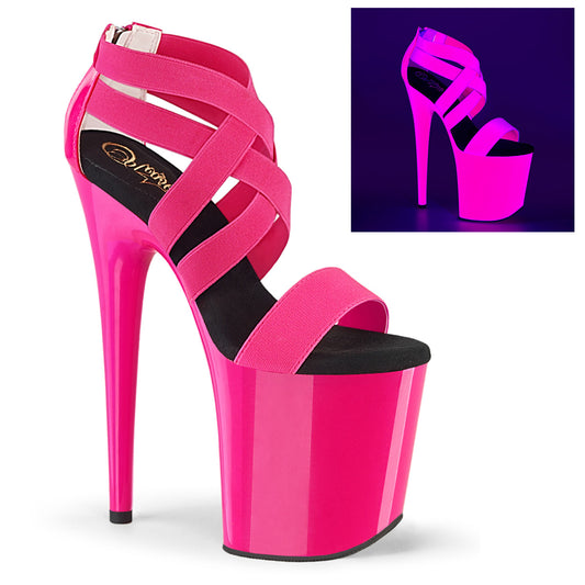 【PLEASER】FLAMINGO-869UV プラットフォームシューズ Neon H. Pink Elastic Band-Pat/Neon H. Pink【取寄】
