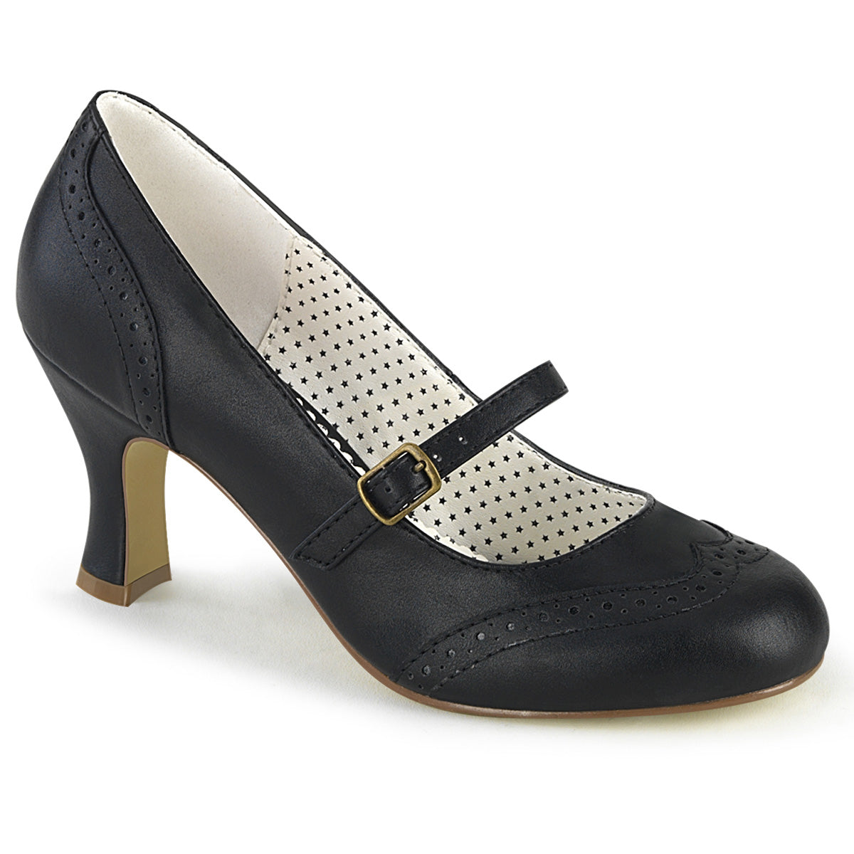 【PIN UP COUTURE】FLAPPER-32 シングルソールシューズ Blk Faux Leather【取寄】