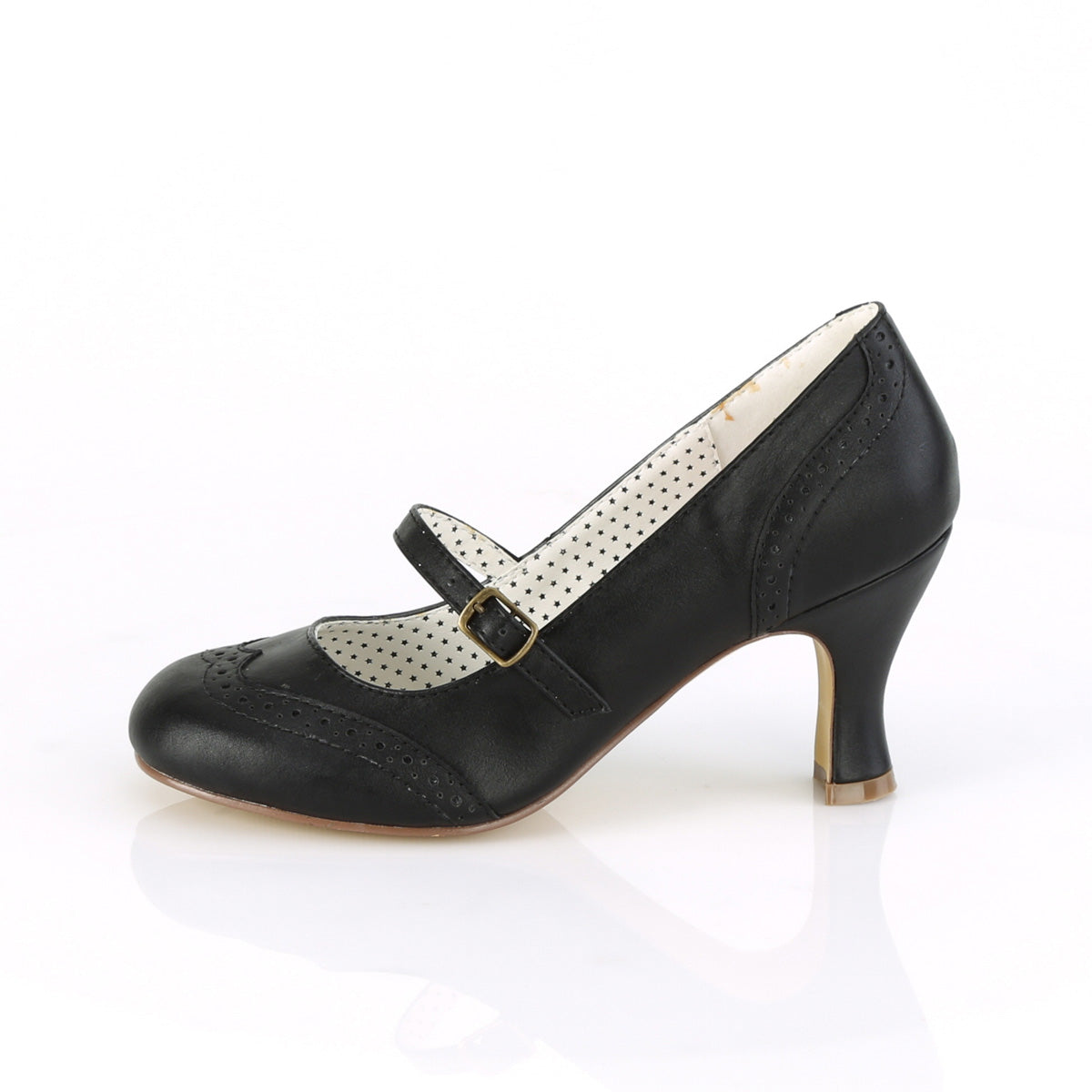 【PIN UP COUTURE】FLAPPER-32 シングルソールシューズ Blk Faux Leather【取寄】
