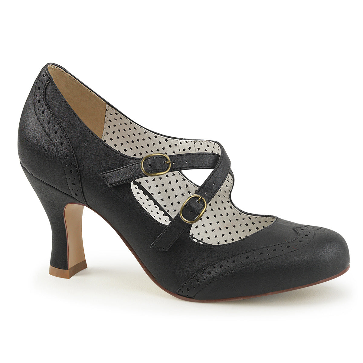 【PIN UP COUTURE】FLAPPER-35 シングルソールシューズ Blk Faux Leather【取寄】
