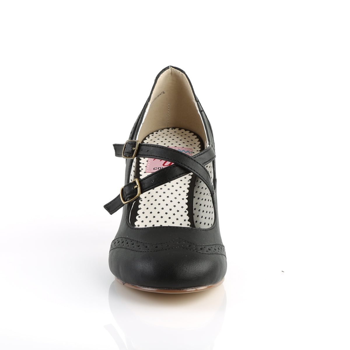 【PIN UP COUTURE】FLAPPER-35 シングルソールシューズ Blk Faux Leather【取寄】