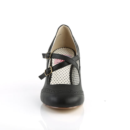 【PIN UP COUTURE】FLAPPER-35 シングルソールシューズ Blk Faux Leather【取寄】