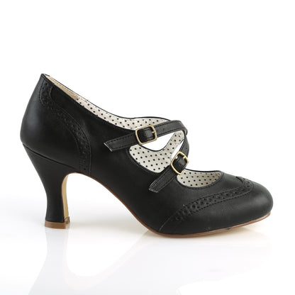 【PIN UP COUTURE】FLAPPER-35 シングルソールシューズ Blk Faux Leather【取寄】