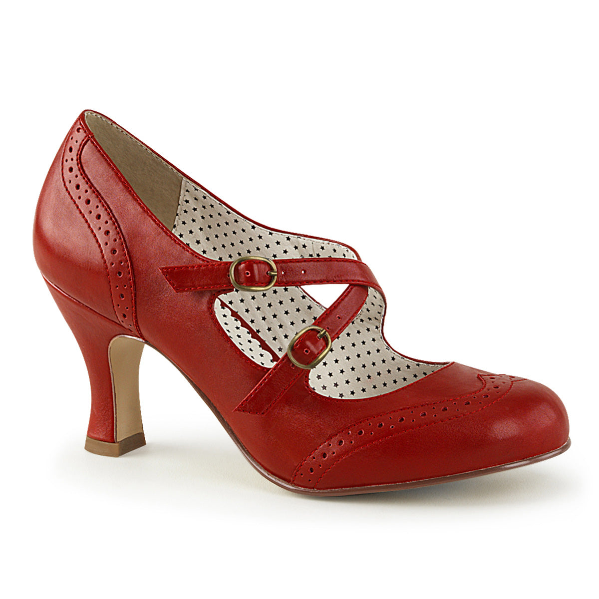 【PIN UP COUTURE】FLAPPER-35 シングルソールシューズ Red Faux Leather【取寄】