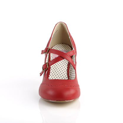 【PIN UP COUTURE】FLAPPER-35 シングルソールシューズ Red Faux Leather【取寄】