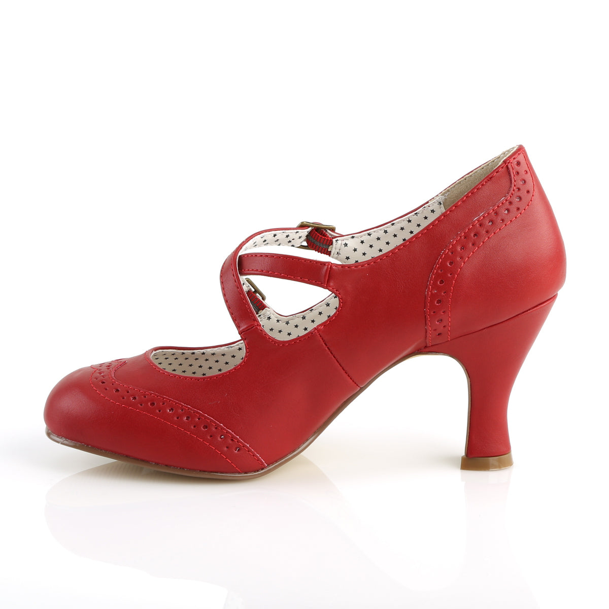 【PIN UP COUTURE】FLAPPER-35 シングルソールシューズ Red Faux Leather【取寄】