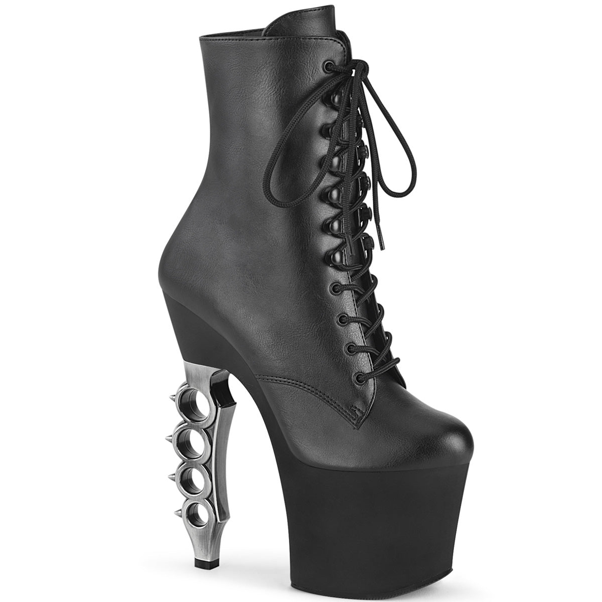 【PLEASER】IRONGRIP-1020 シューズ Blk Faux Leather/Blk Matte-Slv Brushed【取寄】
