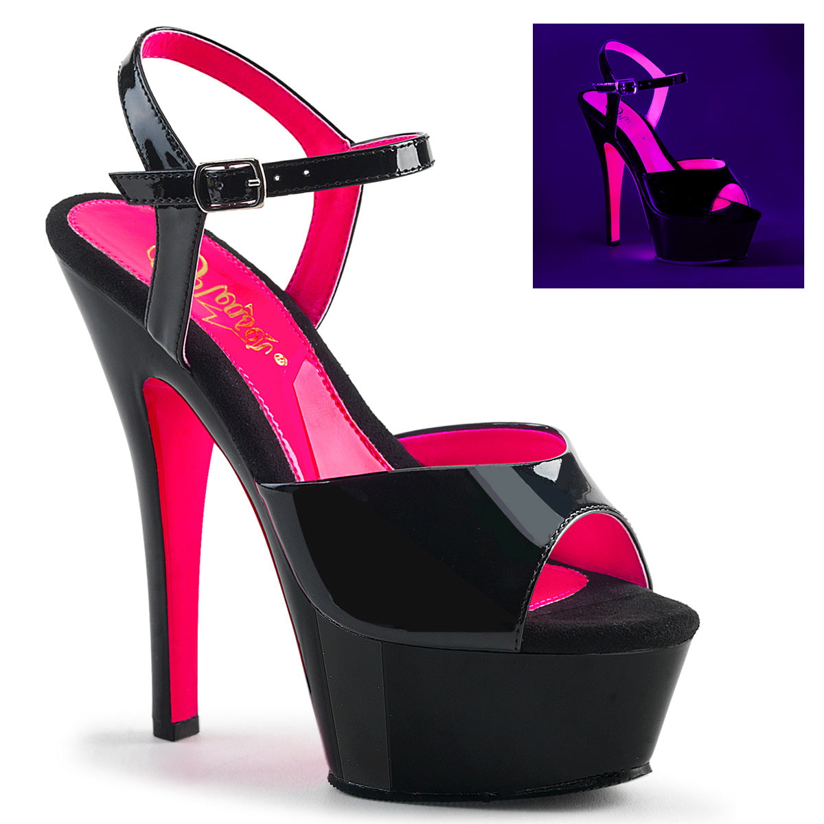 【PLEASER】KISS-209TT シューズ Blk Pat/Blk-Neon H. Pink【取寄】