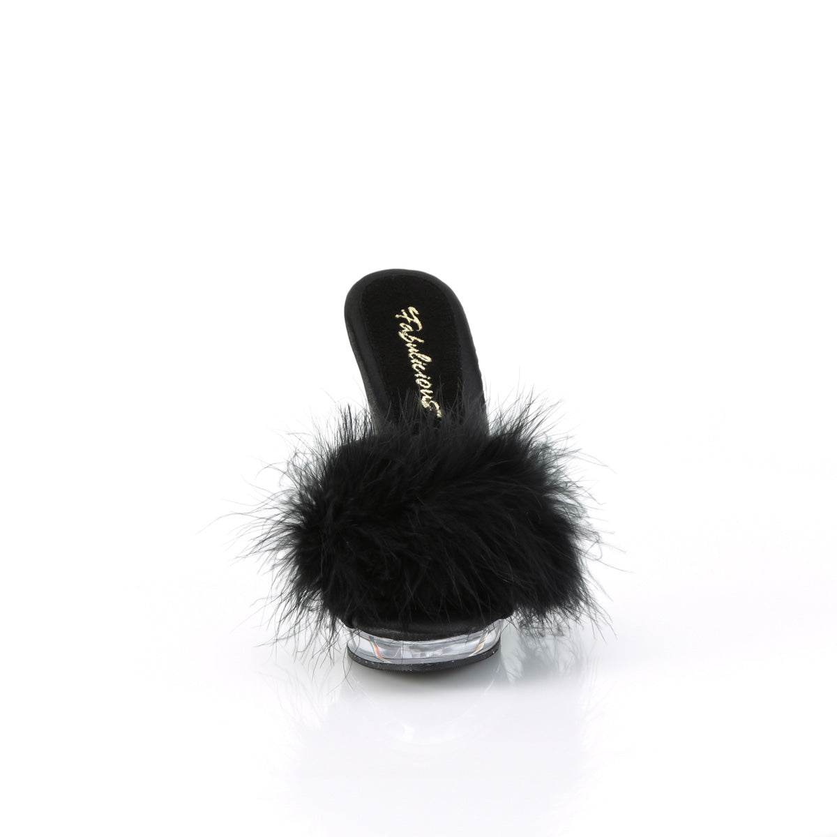 【FABULICIOUS】LIP-101-8 シューズ Blk Satin-Fur/Clr【取寄】