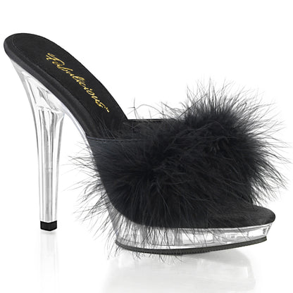 【FABULICIOUS】LIP-101-8 シューズ Blk Satin-Fur/Clr【取寄】