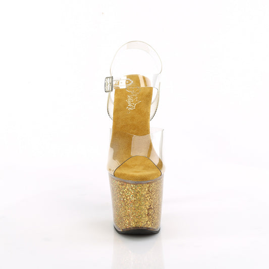【PLEASER】LOVESICK-708SG プラットフォームシューズ Clr/Gold Multi Iridescent Glitters【取寄】