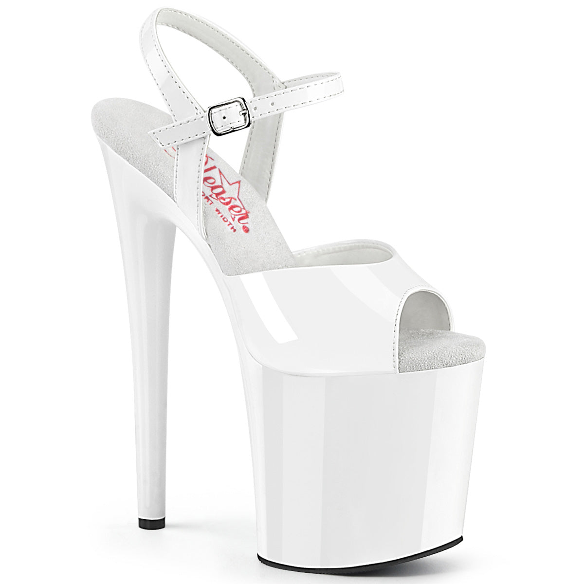 【PLEASER】NAUGHTY-809 シューズ Wht Pat/Wht【取寄】