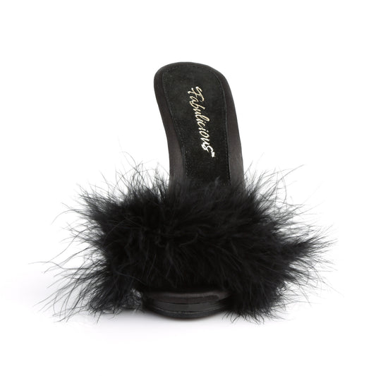 【FABULICIOUS】POISE-501F シューズ Blk Satin-Marabou Fur/Blk【取寄】