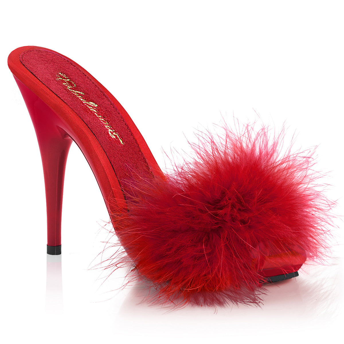 【FABULICIOUS】POISE-501F シューズ Red Satin-Marabou Fur/Red【取寄】
