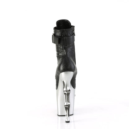 【PLEASER】RAPTURE-1020STR-02 シューズ Blk Faux Leather/Slv Matte-Rubbed Blk【取寄】