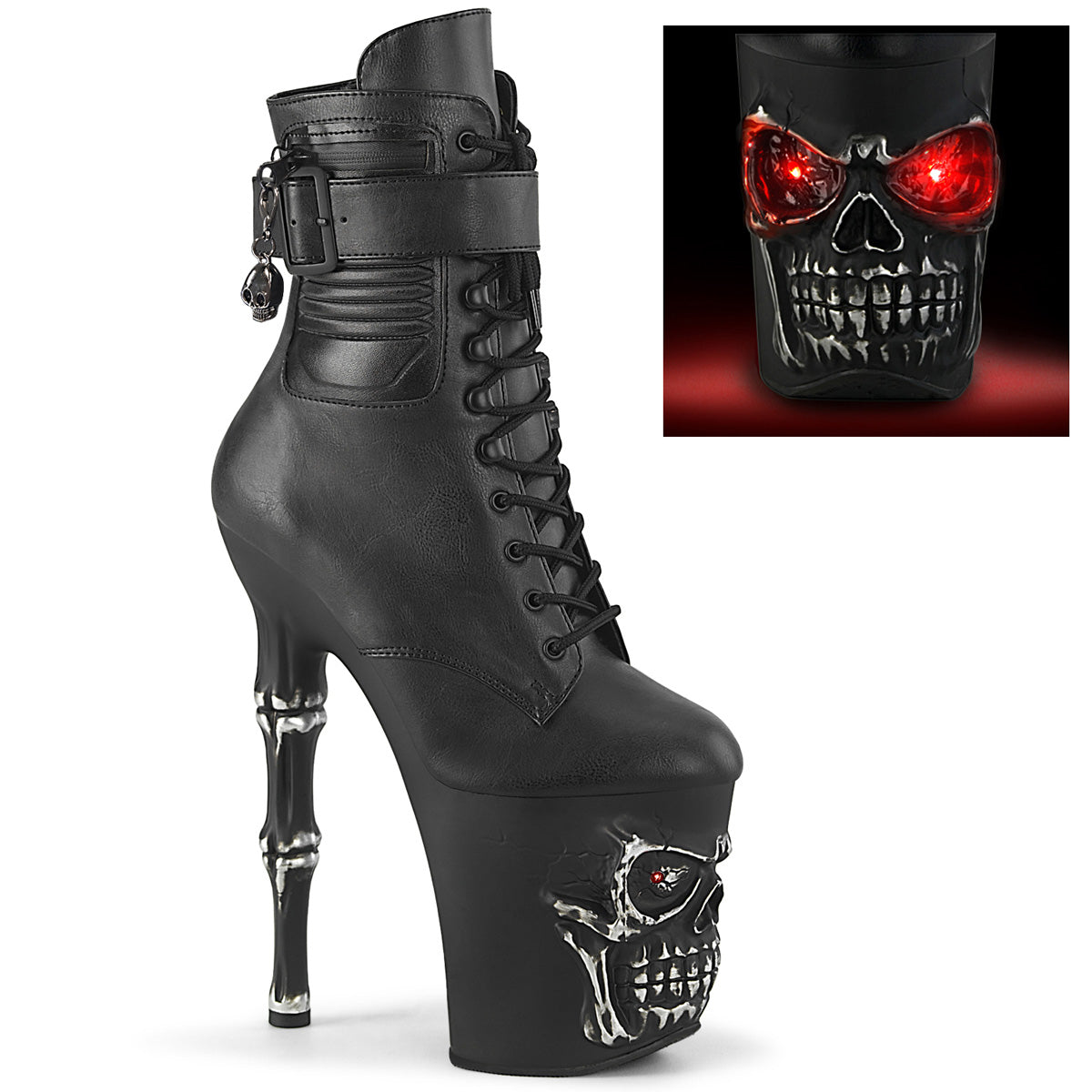 【PLEASER】RAPTURE-1020STR-LT シューズ Blk Faux Leather/Blk Matte-Rubbed Slv【取寄】