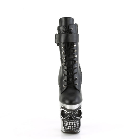 【PLEASER】RAPTURE-1020STR-LT プラットフォームシューズ Blk Faux Leather/Slv Matte-Rubbed Blk【取寄】